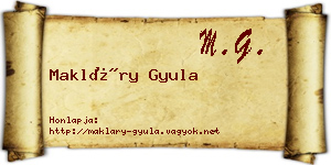 Makláry Gyula névjegykártya